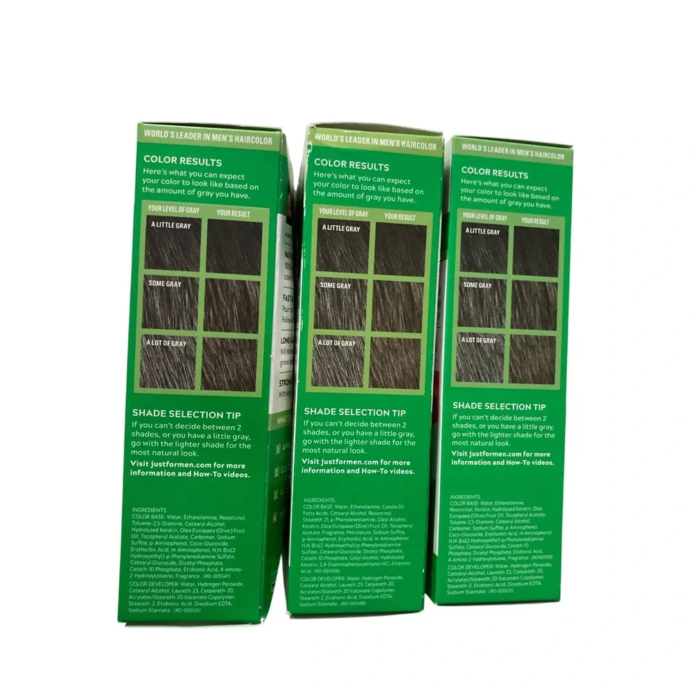 Lot of 3 Just For Men Shampoo-In Color H-35 Medium Brown Permanent Hair Dye Kit